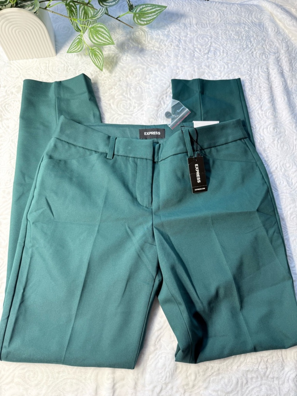 Express Columnist Ankle Pants Low Rise Green Stretch 4L NWT Work Career